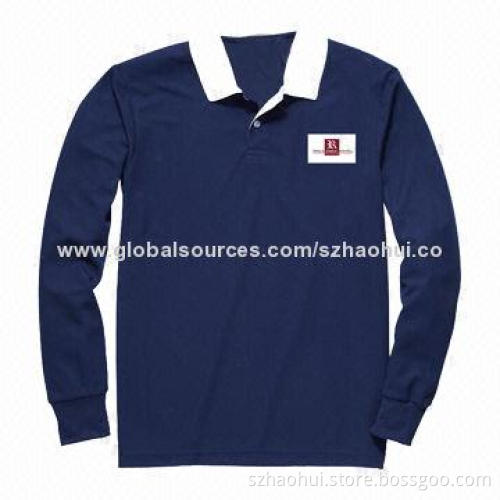 Long-sleeved men's polo shirt, 100% cotton, customized colors are welcome